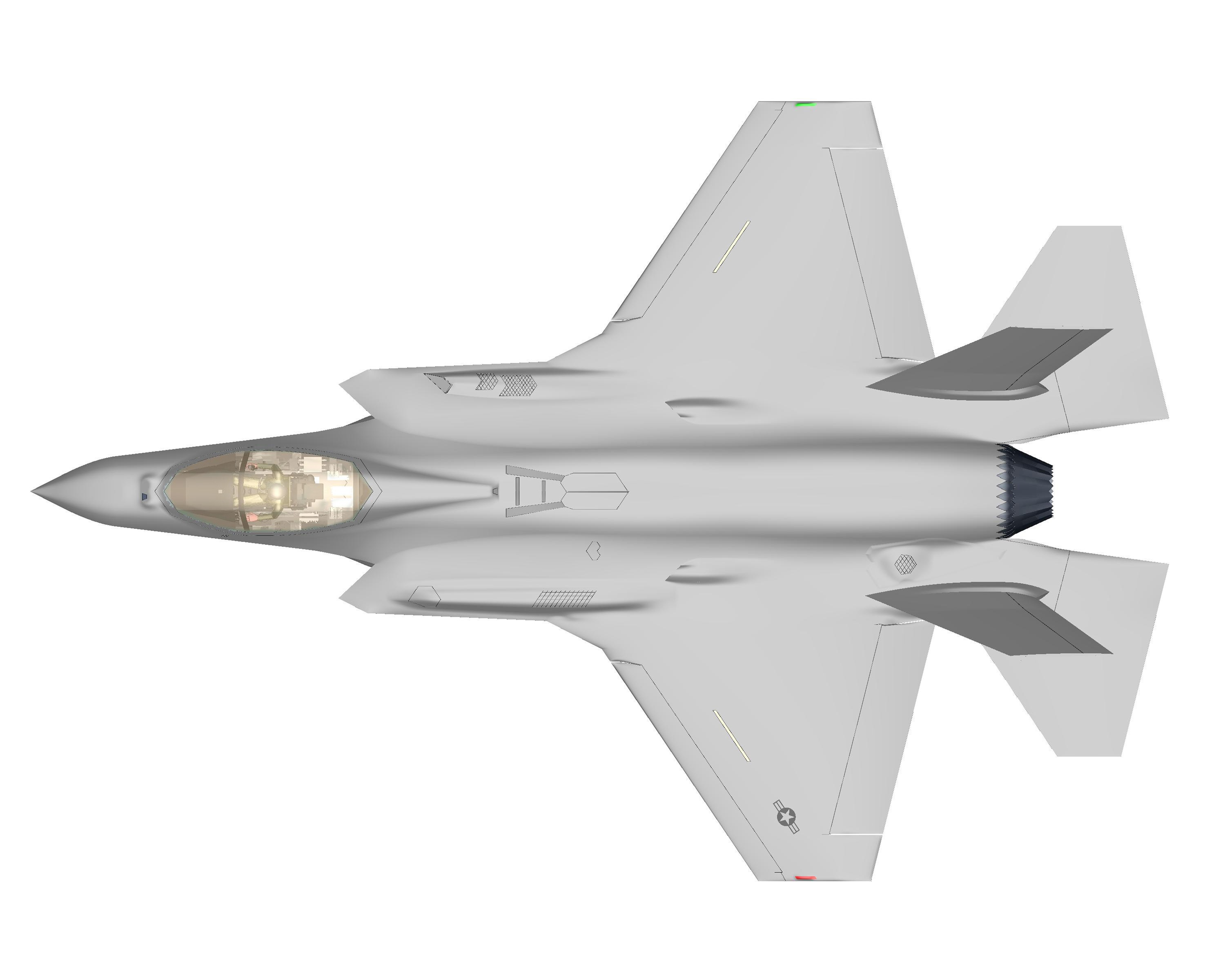 F-35A aircraft plan view, a reference to Ask Bolt’s aviation heritage